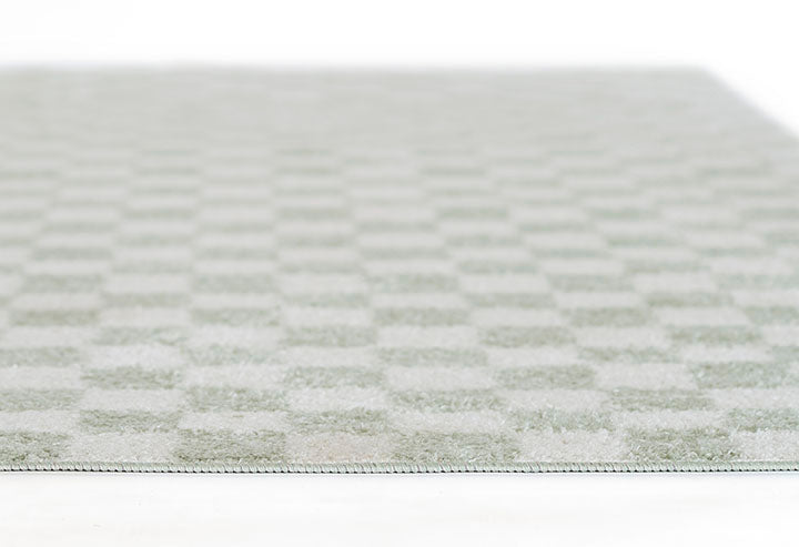 Kaia 1 Checkered Green Shag Rug