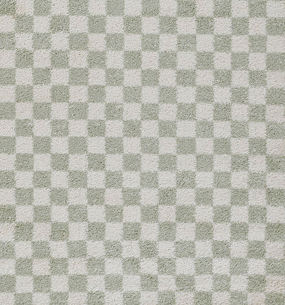Kaia 1 Checkered Green Shag Rug