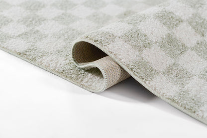 Kaia 1 Checkered Green Shag Rug