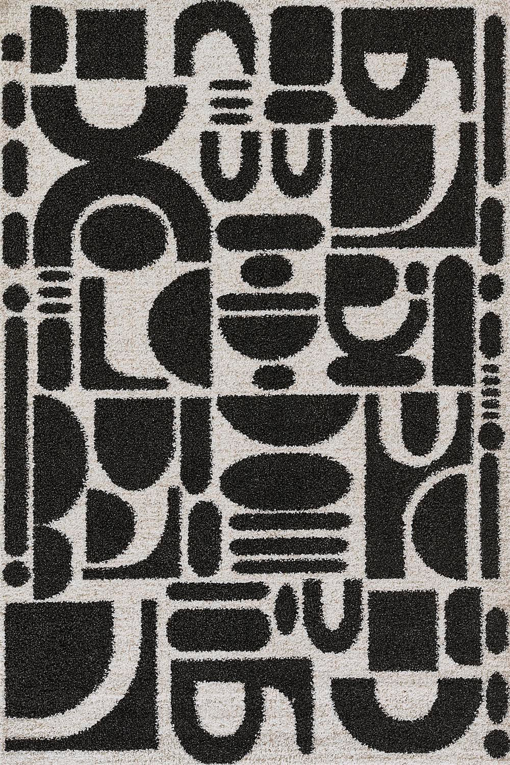 Kaia 2 Abstract Black Shag Rug
