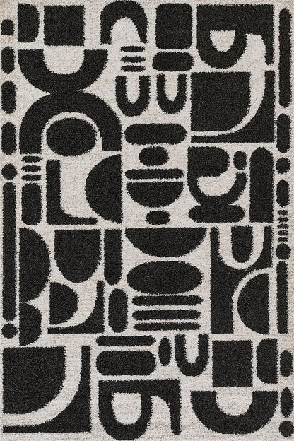 Kaia 2 Abstract Black Shag Rug