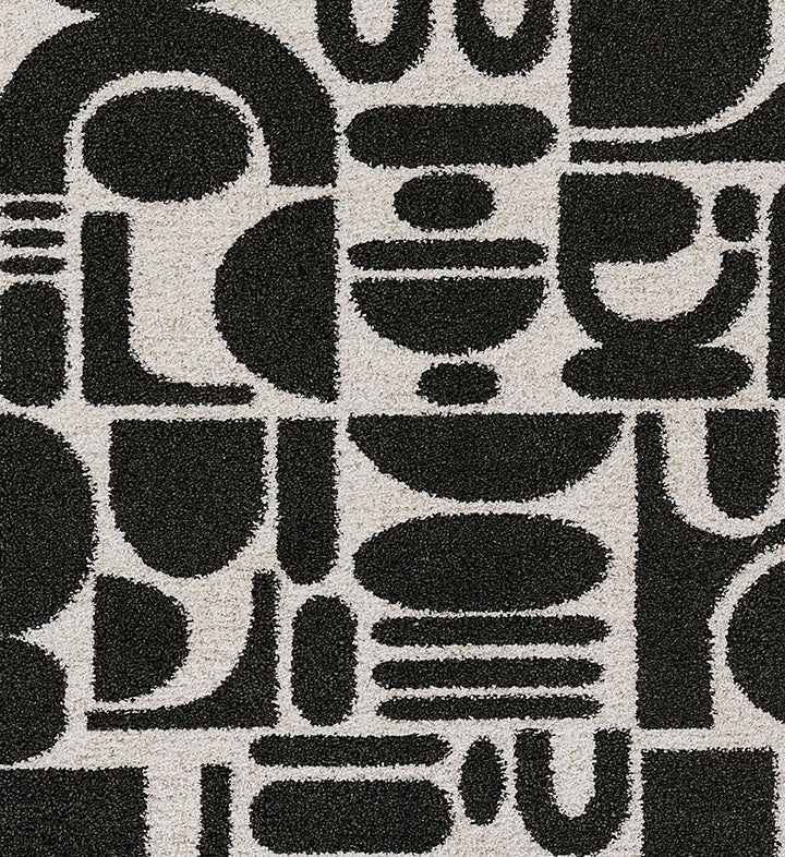 Kaia 2 Abstract Black Shag Rug