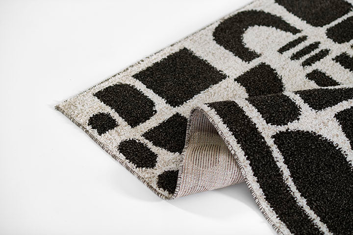 Kaia 2 Abstract Black Shag Rug