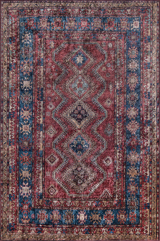 Karachi 1 Burgundy Traditional Rug
