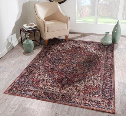 Karachi 4 Burgundy Traditional Rug