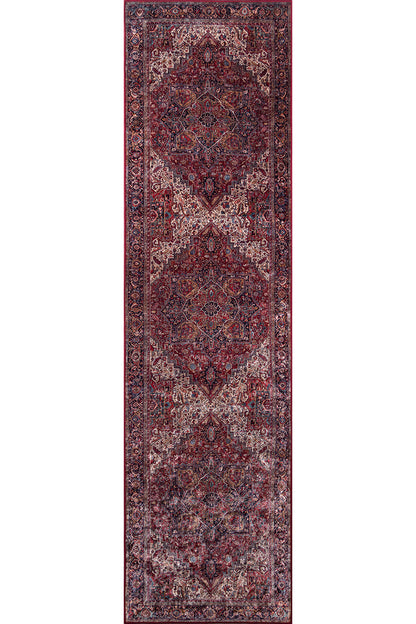 Karachi 4 Burgundy Non-Slip Washable Rug