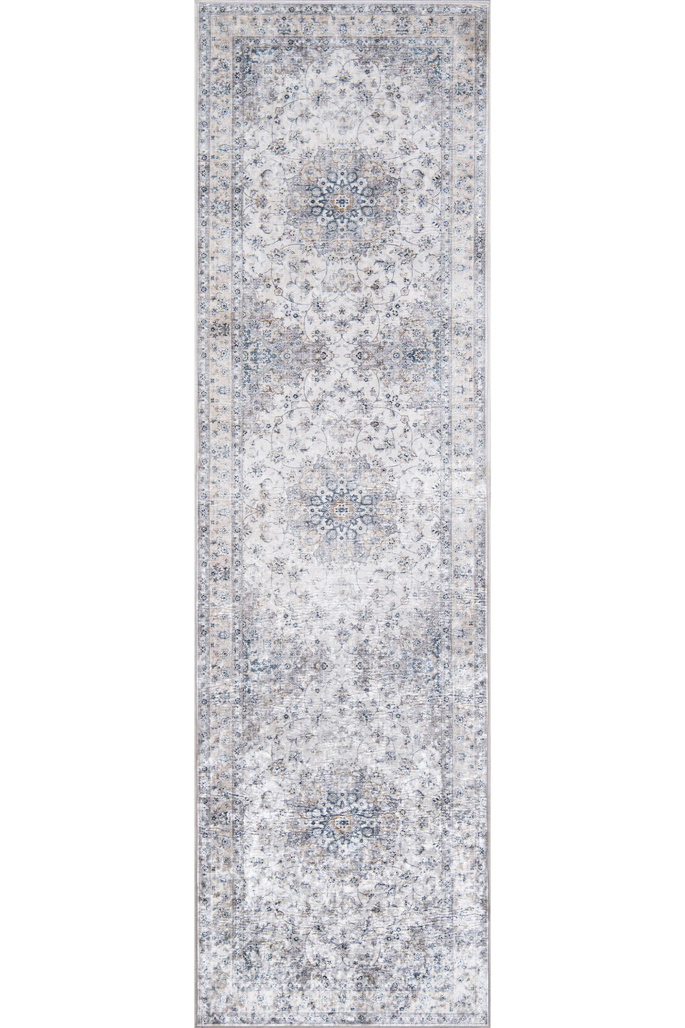 Karachi 7 Grey Non-Slip Washable Rug