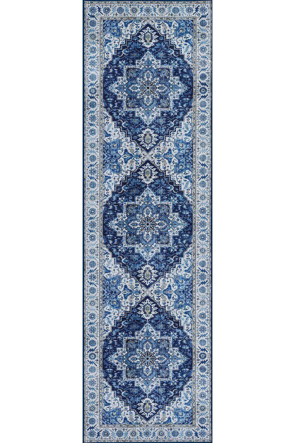 Karachi 8 Blue Non-Slip Washable Rug