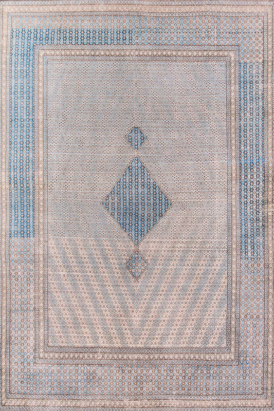 Afshar 34 Blue Antique Wash Geometric Medallion Rug