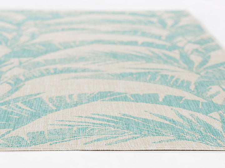 Riviera 1 Aqua Palm Outdoor Rug