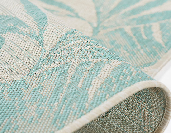 Riviera 1 Aqua Palm Outdoor Rug