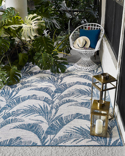 Riviera 1 Blue Palm Outdoor Rug