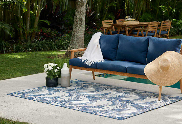 Riviera 1 Blue Palm Outdoor Rug