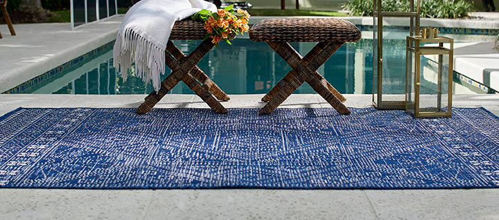 Riviera 3 Navy Diamond Outdoor Rug