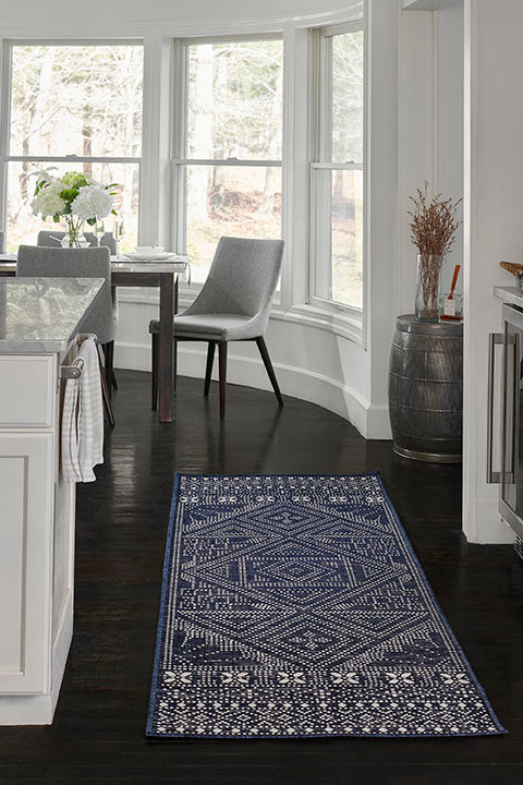 Riviera 3 Navy Diamond Outdoor Rug