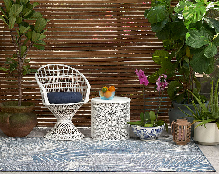 Riviera 4 Blue Palm Outdoor Rug