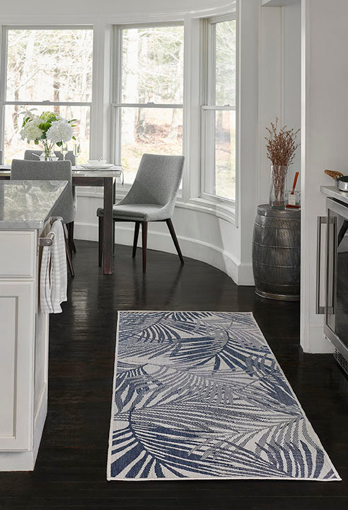 Riviera 4 Blue Palm Outdoor Rug