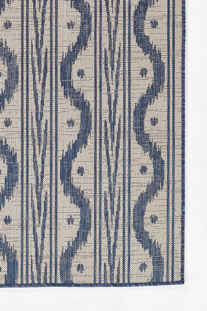 Riviera 5 Blue Wavy Outdoor Rug