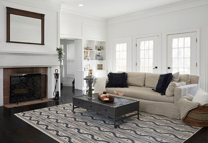 Riviera 5 Blue Wavy Outdoor Rug