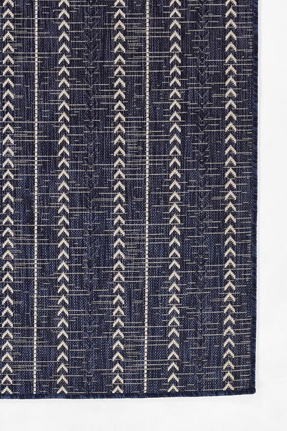 Riviera 6 Navy Chevron Stripe Outdoor Rug