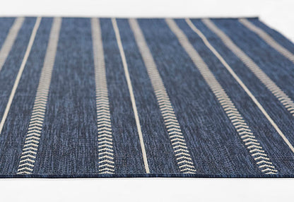 Riviera 6 Navy Chevron Stripe Outdoor Rug