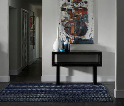 Riviera 6 Navy Chevron Stripe Outdoor Rug