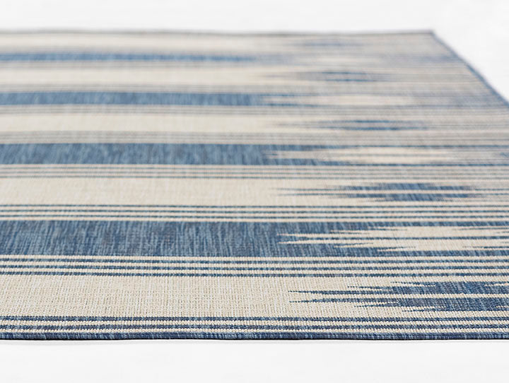 Riviera 7 Blue Abstract Shibori Outdoor Rug