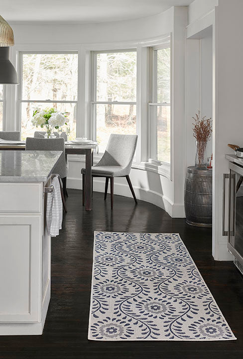 Riviera 9 Blue Floral Outdoor Rug